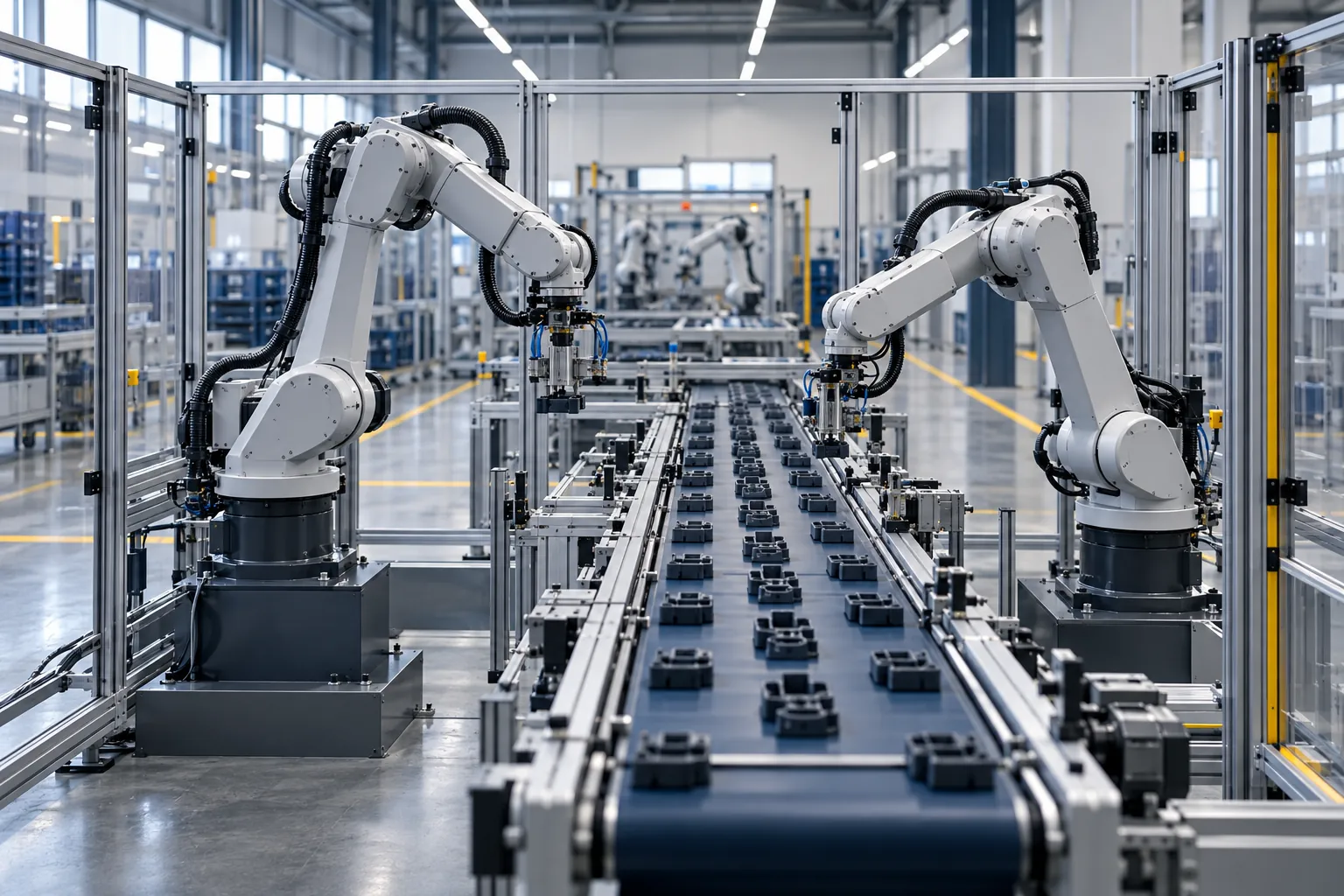 Automated machines on an industrial production line